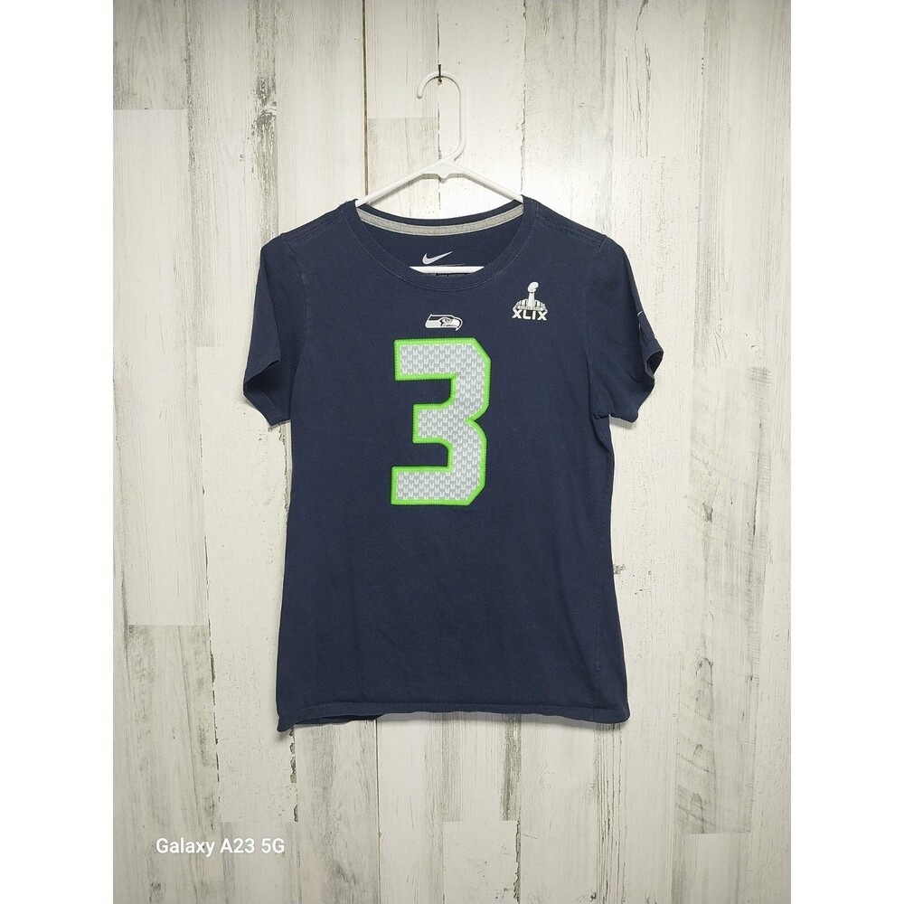 THE NIKE TEE NFL SEATTLE SEAHAWKS WILSON #3 T-SHIRT  L Women's Super Bowl XLIX